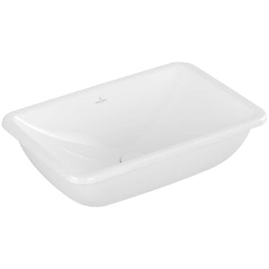 Villeroy & Boch, LOOP & FRIENDS, 4A5700R1, UNDERCOUNTER WASHBASIN in 540 x 340 mm without tap hole area incl. extended ball rod for pop-up waste, fastening set included, in R1 White Alpin CeramicPlus