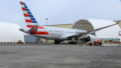 An American Airlines' jet. The airline was fined by the DOT for tarmac-delay violations.