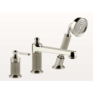 Gessi  VENTI20 65037.720 Three-hole basin mixer in 720 Nickel PVD with diverter, spout, 1,50 m flexible hose and pull-out antilimestone handshower