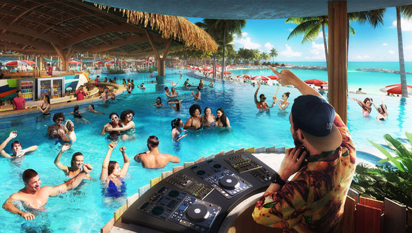The main pool at the Hideaway Beach adults-only area will have a swim-up bar and a DJ.